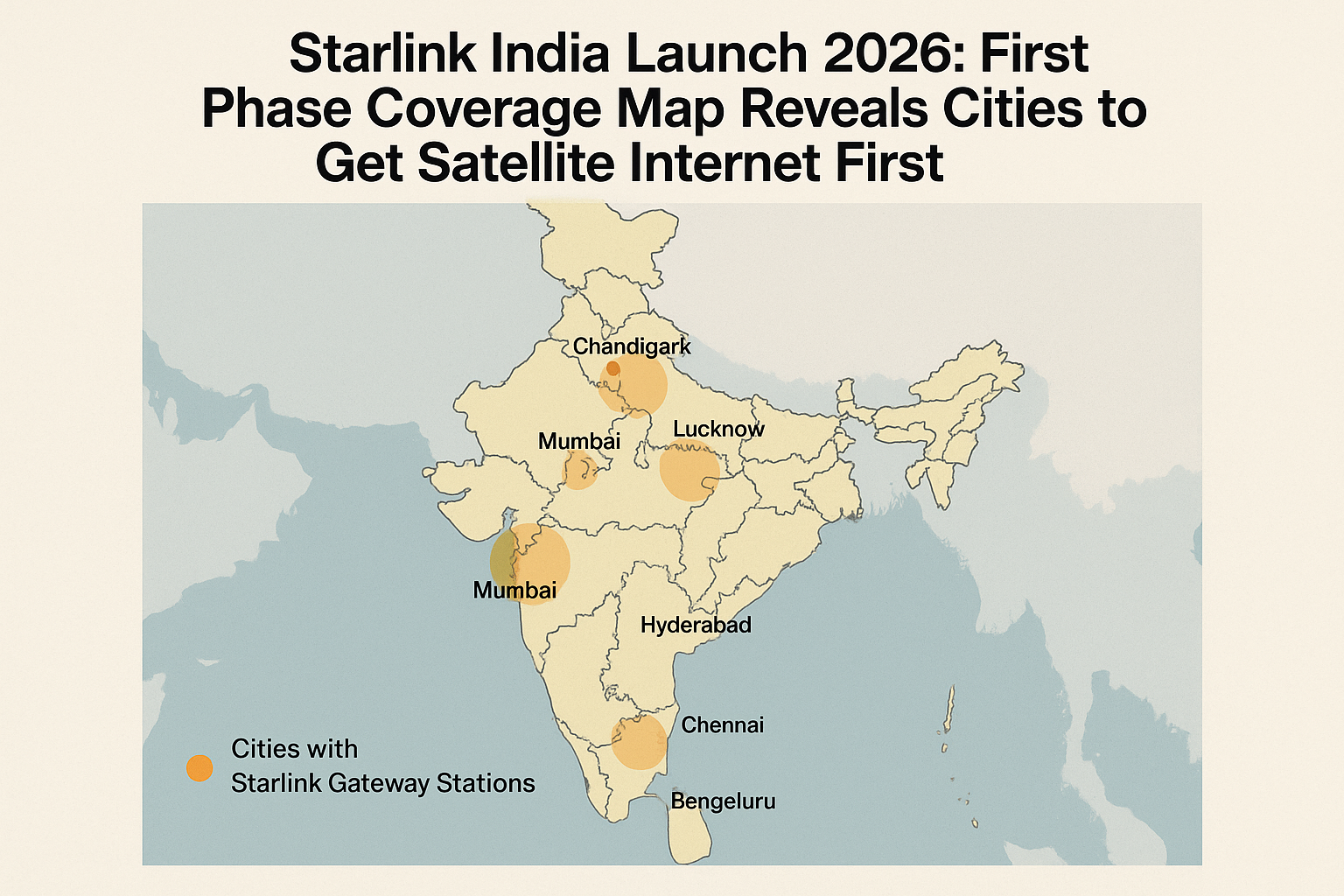 Starlink Rollout in 2026; First Phase India Coverage Map Cities Revealed
