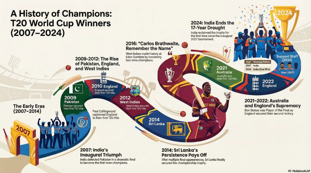 T20 World Cup Winners List (2007–2026) | Champions, Runners-up, Hosts & Key Stats